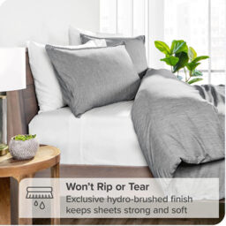 MENDALE Duvet Cover Set - Premium Bedding Set - 220*230 cm Duvet Cover with 75*50 cm Pillow Case - Soft Brushed Microfiber- Dark Grey & Light Grey - thumbnail 3