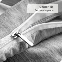 MENDALE Duvet Cover Set - Premium Bedding Set - 220*230 cm Duvet Cover with 75*50 cm Pillow Case - Soft Brushed Microfiber- Dark Grey & Light Grey - thumbnail 5