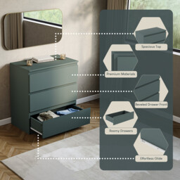 Vida Designs Drawer Chest Denver 3 Drawers Green - thumbnail 4