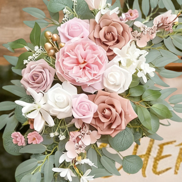 Wei's Moment Small Wedding Arch Flowers (Pack of 2), Artificial Dusty Rose Flowers for Wedding Welcome Signs Decorations and Arch Flower for Wedding Ceremony Reception (Dusty Rose & Blush) - image 1