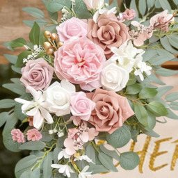 Wei's Moment Small Wedding Arch Flowers (Pack of 2), Artificial Dusty Rose Flowers for Wedding Welcome Signs Decorations and Arch Flower for Wedding Ceremony Reception (Dusty Rose & Blush) - thumbnail 1