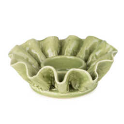 Candlelight Candle Holder Tealight Frill Ceramic Green - thumbnail 5