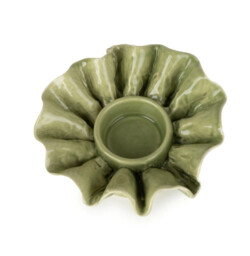 Candlelight Candle Holder Tealight Frill Ceramic Green - thumbnail 3