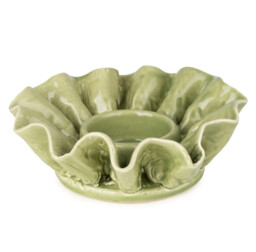 Candlelight Candle Holder Tealight Frill Ceramic Green - thumbnail 4