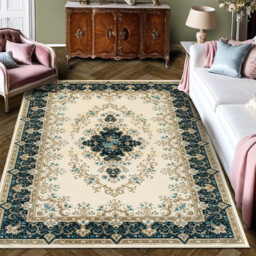Vintage Design Area Rugs for Living Room, Washable Floral Collection Traditional Bedroom Rug, Low Pile Cute Print Carpet, No Slip Office Kitchen Home Decor Green 59.8*83.8in