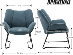 chairus Armchair for Living Room Upholstered Tub Chair Single Occasional Accent Chair with Metal Legs - thumbnail 4