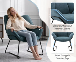 chairus Armchair for Living Room Upholstered Tub Chair Single Occasional Accent Chair with Metal Legs - thumbnail 2