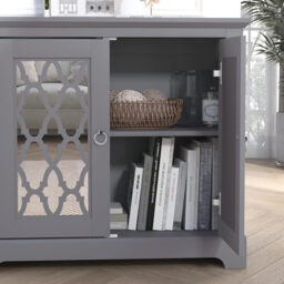 Galano Novara 2 Door Sideboard – Modern Storage Cabinet with Adjustable Shelves, Freestanding Console for Living Room, Hallway & Kitchen – Cool Grey - thumbnail 2