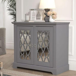 Galano Novara 2 Door Sideboard – Modern Storage Cabinet with Adjustable Shelves, Freestanding Console for Living Room, Hallway & Kitchen – Cool Grey - thumbnail 7