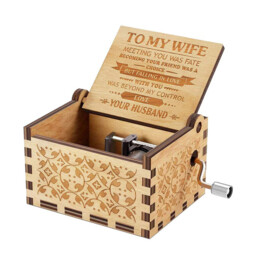 "Alphynix 1pc ""To My Wife"" Music Box, Hand-Cranked Wooden Keepsake with Romantic Love Letter Engraving, Anniversary Gift from Husband" - thumbnail 3
