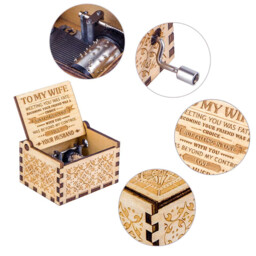 "Alphynix 1pc ""To My Wife"" Music Box, Hand-Cranked Wooden Keepsake with Romantic Love Letter Engraving, Anniversary Gift from Husband" - thumbnail 4