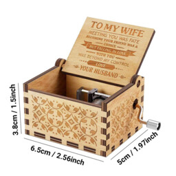 "Alphynix 1pc ""To My Wife"" Music Box, Hand-Cranked Wooden Keepsake with Romantic Love Letter Engraving, Anniversary Gift from Husband" - thumbnail 5