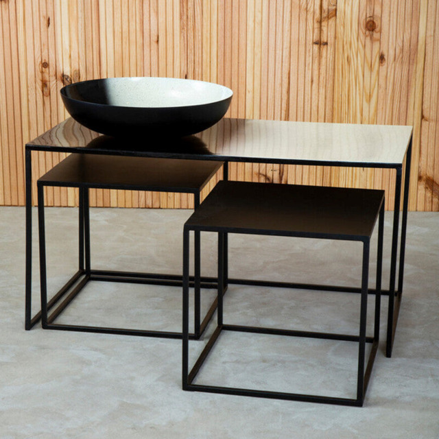Fifty Five South Coffee & Side Table Set Rasmus Metal Ombre Black/White 3 Piece - image 1