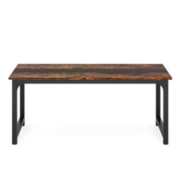 LANTINE Desk, 160 x 80 cm Computer Desk, Office Desk, Study Desk, Home Office Workstation, Modern Simple Style, Vintage Brown/Black - thumbnail 6