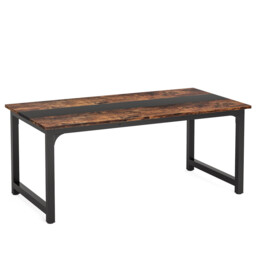 LANTINE Desk, 160 x 80 cm Computer Desk, Office Desk, Study Desk, Home Office Workstation, Modern Simple Style, Vintage Brown/Black - thumbnail 4