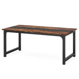 LANTINE Desk, 160 x 80 cm Computer Desk, Office Desk, Study Desk, Home Office Workstation, Modern Simple Style, Vintage Brown/Black - thumbnail 3
