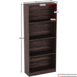 Vida Designs Bookcase Cambridge 4 Shelves Walnut Large - thumbnail 6