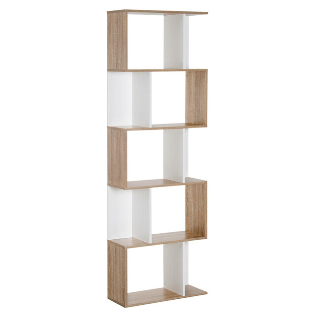 HOMCOM Bookcase Scandi 5 Shelves White/Oak Effect - image 1