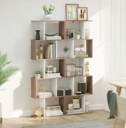 HOMCOM Bookcase Scandi 5 Shelves White/Oak Effect - thumbnail 2
