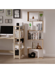 HOMCOM Bookcase Scandi 5 Shelves White/Oak Effect - thumbnail 3