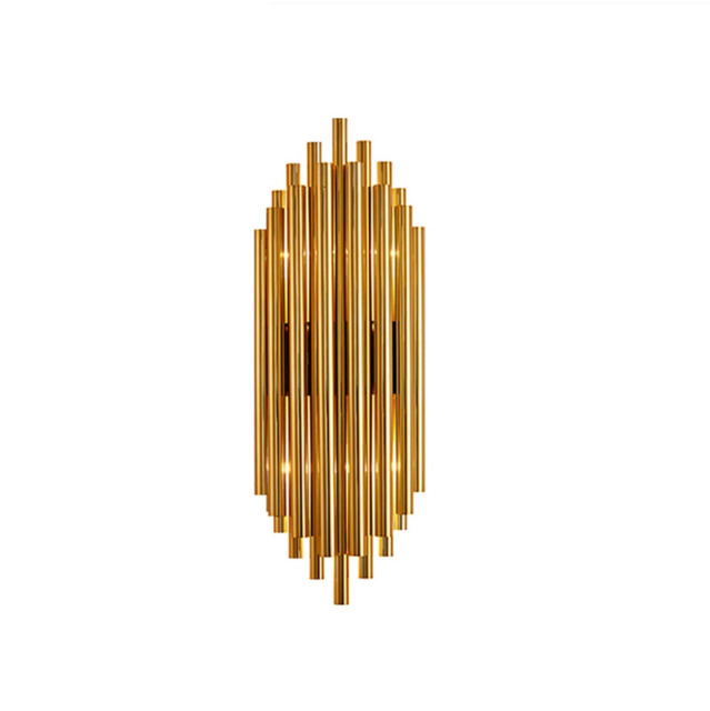 Homary Glam Fluted Gold Wall Sconce 2-Light Flush Mount Wall Lighting - image 1
