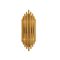 Homary Glam Fluted Gold Wall Sconce 2-Light Flush Mount Wall Lighting - thumbnail 1