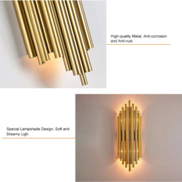 Homary Glam Fluted Gold Wall Sconce 2-Light Flush Mount Wall Lighting - thumbnail 3