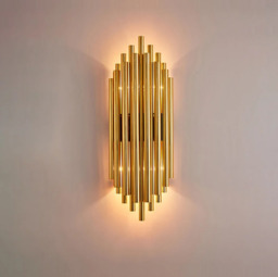 Homary Glam Fluted Gold Wall Sconce 2-Light Flush Mount Wall Lighting - thumbnail 4