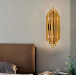 Homary Glam Fluted Gold Wall Sconce 2-Light Flush Mount Wall Lighting - thumbnail 7