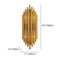Homary Glam Fluted Gold Wall Sconce 2-Light Flush Mount Wall Lighting - thumbnail 6