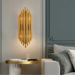 Homary Glam Fluted Gold Wall Sconce 2-Light Flush Mount Wall Lighting - thumbnail 2