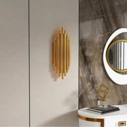 Homary Glam Fluted Gold Wall Sconce 2-Light Flush Mount Wall Lighting - thumbnail 5