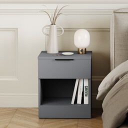Vida Designs Bedside Table Trega 1 Drawer Grey - thumbnail 5