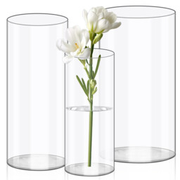 3pcs/25cm9.8in 20cm7.8in, 3-Piece Set Transparent Acrylic Flower Vase, Shatterproof Plastic Cylinder Vase for Flower Arrangements, Wedding Centrepieces, DIY - thumbnail 3