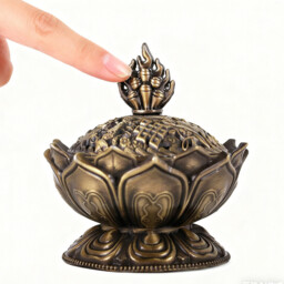 JU7CER 1PC Bronze/Lotus Incense Burner - Classic Style, Ideal for Christmas Home Decoration and Floor Display, Incense Holder - thumbnail 4