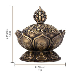 JU7CER 1PC Bronze/Lotus Incense Burner - Classic Style, Ideal for Christmas Home Decoration and Floor Display, Incense Holder - thumbnail 2