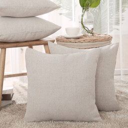 Deconovo faux linen cushion cover cream color 50*50cm 1pc - thumbnail 4