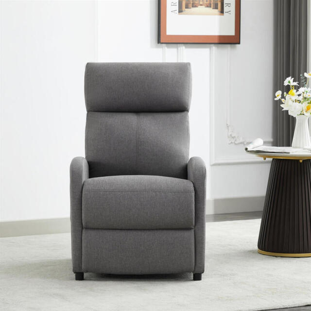 mcc direct Push Back Recliner Chair, with Lumbar Support, Padded Backrest, Side Pocket and Adjustable Leg Rest ( Fabric Grey) - image 1