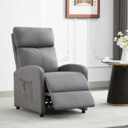 mcc direct Push Back Recliner Chair, with Lumbar Support, Padded Backrest, Side Pocket and Adjustable Leg Rest ( Fabric Grey) - thumbnail 2