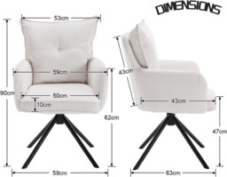 chairus Swivel Office Chair Desk Chair no Wheels in Corduroy Fabric Upholstered Vanity Chair - thumbnail 5