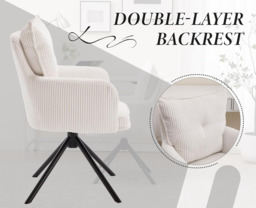 chairus Swivel Office Chair Desk Chair no Wheels in Corduroy Fabric Upholstered Vanity Chair - thumbnail 3