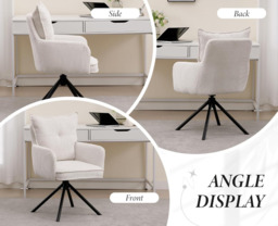 chairus Swivel Office Chair Desk Chair no Wheels in Corduroy Fabric Upholstered Vanity Chair - thumbnail 4