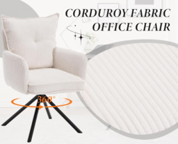 chairus Swivel Office Chair Desk Chair no Wheels in Corduroy Fabric Upholstered Vanity Chair - thumbnail 7