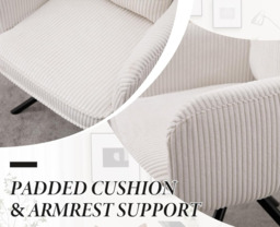 chairus Swivel Office Chair Desk Chair no Wheels in Corduroy Fabric Upholstered Vanity Chair - thumbnail 6