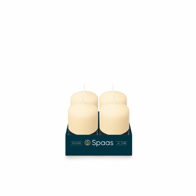 Spaas Pillar Candle Unscented Ivory D:5xH:8cm 4pcs - image 1
