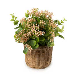 Candlelight Artificial Babysbreath & Eucalyptus in Wicker Basket 20.3cm - thumbnail 3