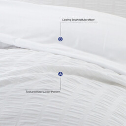 Meeallhome  Seersucker Duvet Cover Set 230*220cm/50*75cm*2 White - thumbnail 2