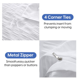 Meeallhome  Seersucker Duvet Cover Set 230*220cm/50*75cm*2 White - thumbnail 4