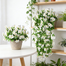 2PCS 30.7in/78cm Artificial Fake Hanging Flowers Plants for Outdoor Spring Summer Decoration, Faux Silk Violet Look Real Trailing Vines for Outside Home Planter Porch Patio(white) - thumbnail 5