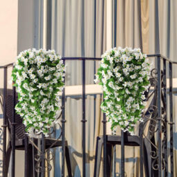 2PCS 30.7in/78cm Artificial Fake Hanging Flowers Plants for Outdoor Spring Summer Decoration, Faux Silk Violet Look Real Trailing Vines for Outside Home Planter Porch Patio(white) - thumbnail 6